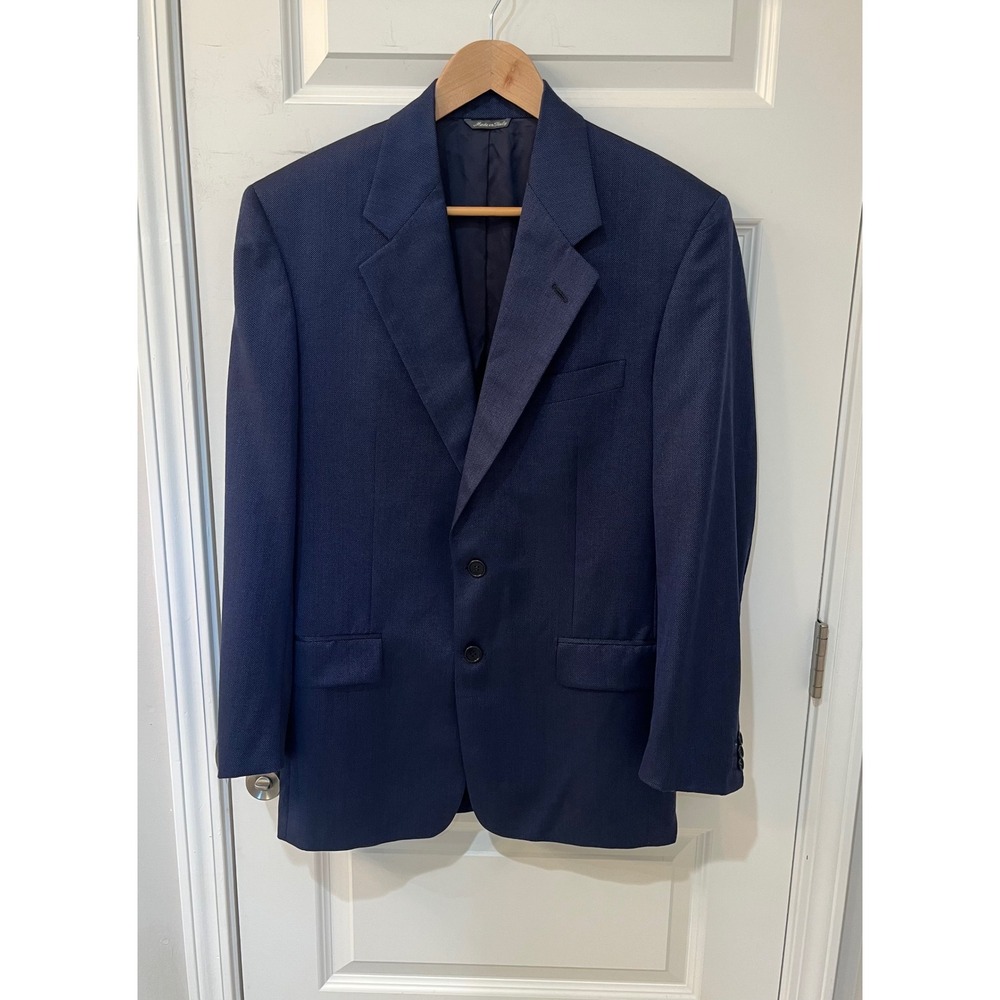 Michele D'Ambra Mens Navy Wool Silk Blazer Italy Lanificio Tessilstrona 38 R